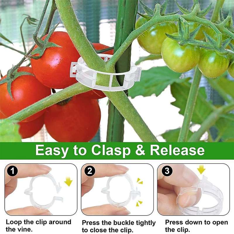 250 Pcs Tomato Clips, Plant Support Clips and J Tomato Hooks, Plastic Trellis Clips Vegetable Cages