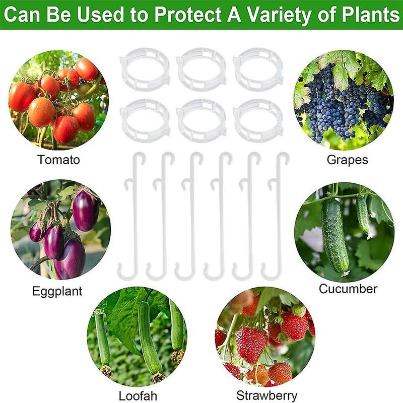 250 Pcs Tomato Clips, Plant Support Clips and J Tomato Hooks, Plastic Trellis Clips Vegetable Cages