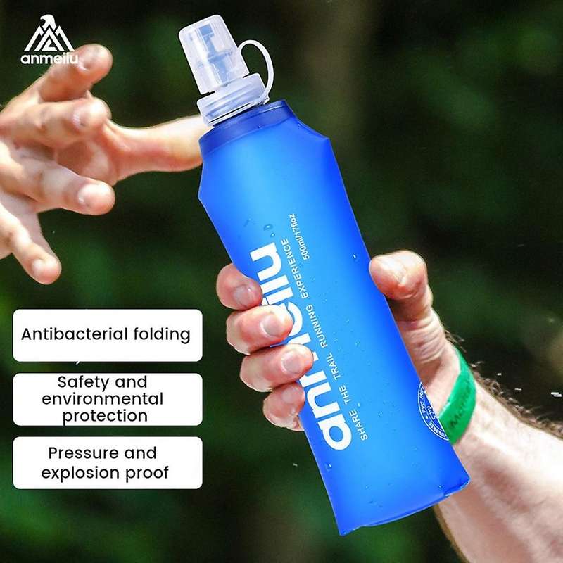 250Ml Outdoor Sports Folding Soft Water Bottle Tpu Water Bag Marathon Running Foldable Hydrating Sof