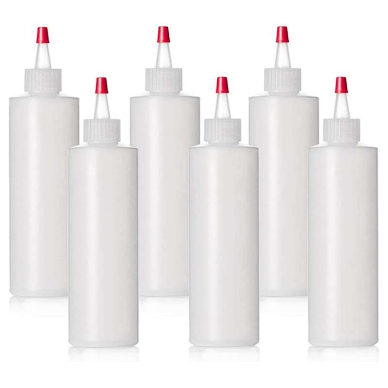 250ml Plastic Squeeze Condiment Bottles, Red Yorker Cap, Free, Dispensing Bottles, Pack Of 6
