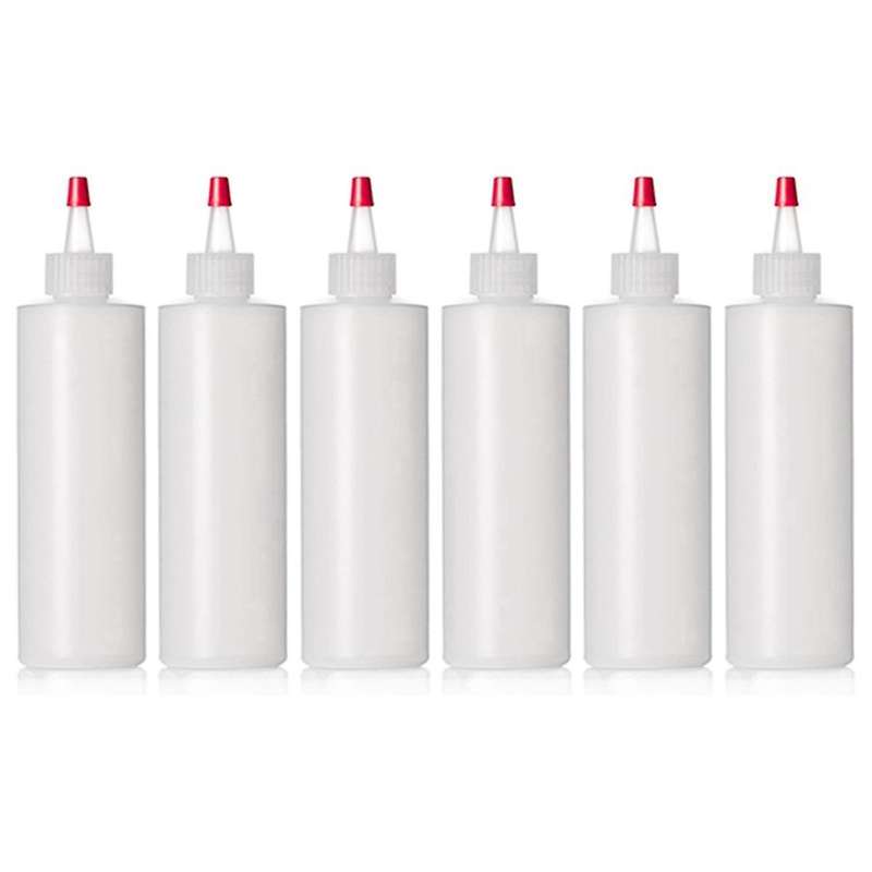 250ml Plastic Squeeze Condiment Bottles, Red Yorker Cap, Free, Dispensing Bottles, Pack Of 6