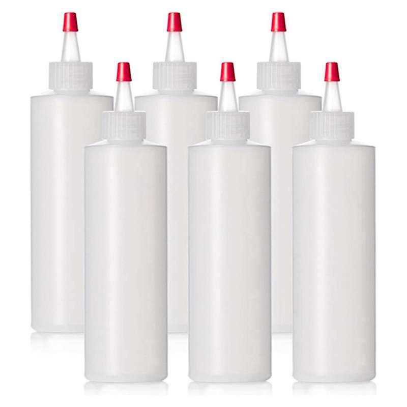 250ml Plastic Squeeze Condiment Bottles, Red Yorker Cap, Free, Dispensing Bottles, Pack Of 6