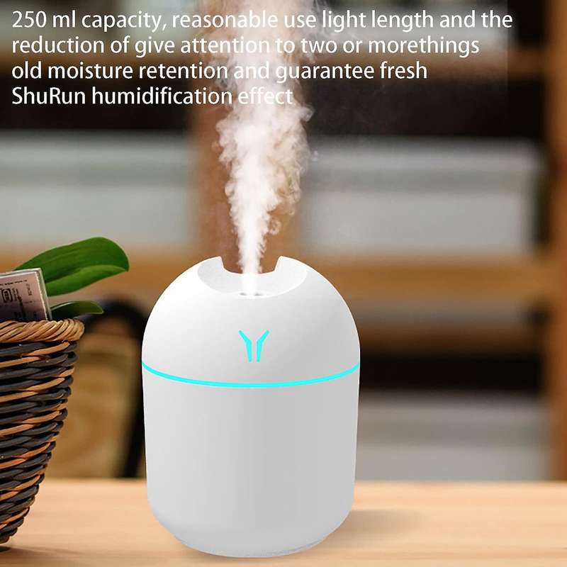 250ML Mini Humidifier USB Personal Desktop Humidifier Aroma Essential Oil Diffuser for Car Home with