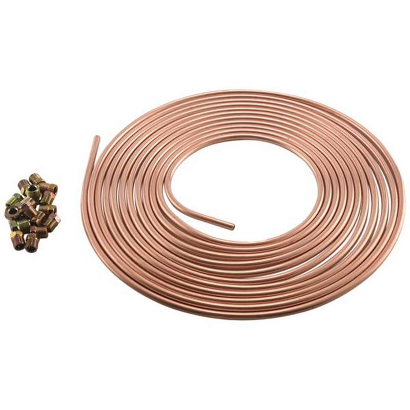 25ft 7.62m Tube Nuts Car Roll Tube Coil Of 1/4 Inch Od Copper Nickel Brake Pipe Hose Line Piping Tu