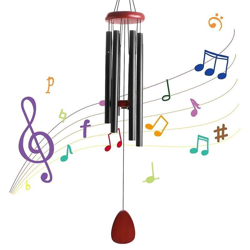 25inch Aluminium Wind Chimes Large Deep Tone Memorial Classic Black Wind Chimes with Wind Catcher Ou