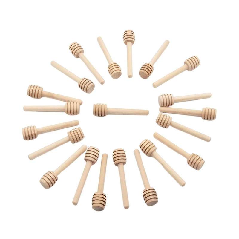 25pcs Long Handle Wood Honey Spoons Mixing Sticks Dipper Honey Extractor for Jar Coffee Milk Tea Su
