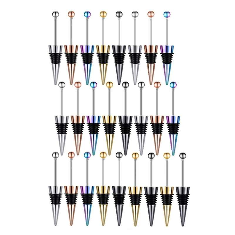 25Pcs Beadable Wine Stoppers for Wine Bottles Decorative Beaded Wine Bottle Stopper Alloy Wine Saver