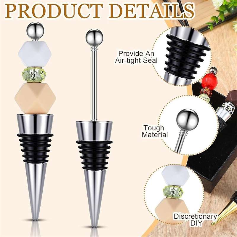25Pcs Beadable Wine Stoppers for Wine Bottles Decorative Beaded Wine Bottle Stopper Alloy Wine Saver