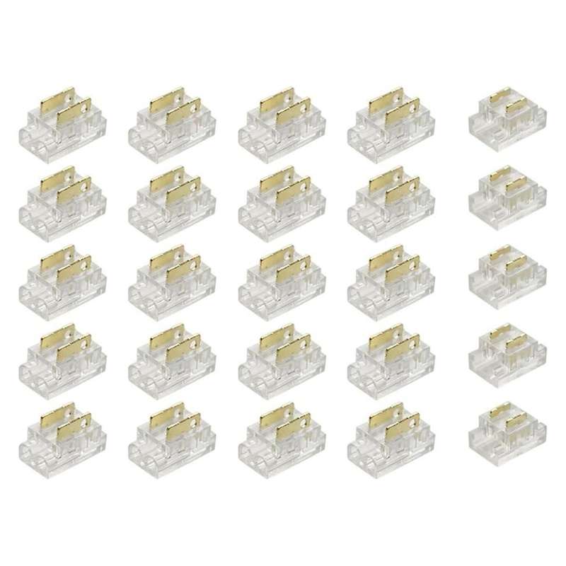 25PCS 2-Pin 5mm COB LED Strip Connector Kit for Strip-To-Wire and Strip-To-Strip Joints on 5V-24V DC
