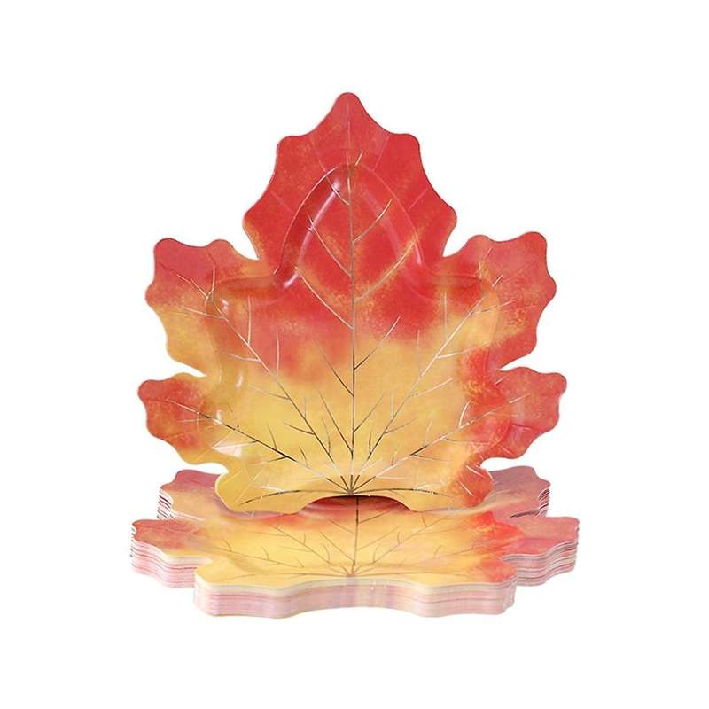 25pcs Autumn Decorative Maple Leaf Disposable Tableware Paper Tray Paper Cup Table Cloth Cake Decora