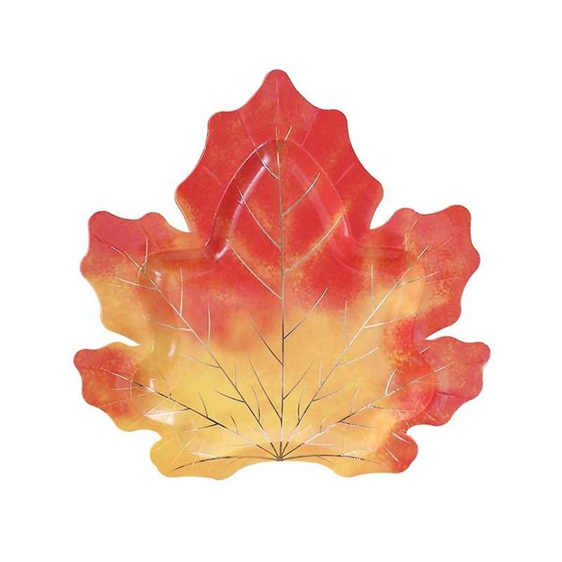 25pcs Autumn Decorative Maple Leaf Disposable Tableware Paper Tray Paper Cup Table Cloth Cake Decora
