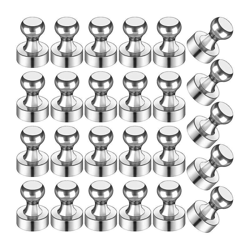 25pcs Strong ,silver Refrigerator Magnets, Push Pin Magnets,strong Whiteboard Magnets for Locker, M
