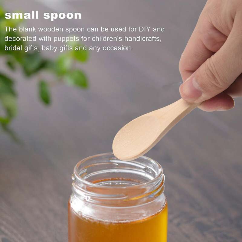 25Pcs Mini Handmade Wooden Spoon Ice Cream Sugar Coffee Teaspoon Kitchen Condiment Salt Mustard Spo