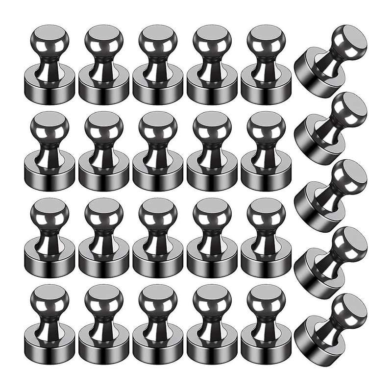 25pcs Strong ,black Refrigerator Magnets, Push Pin Magnets,strong Whiteboard Magnets for Locker, Ma