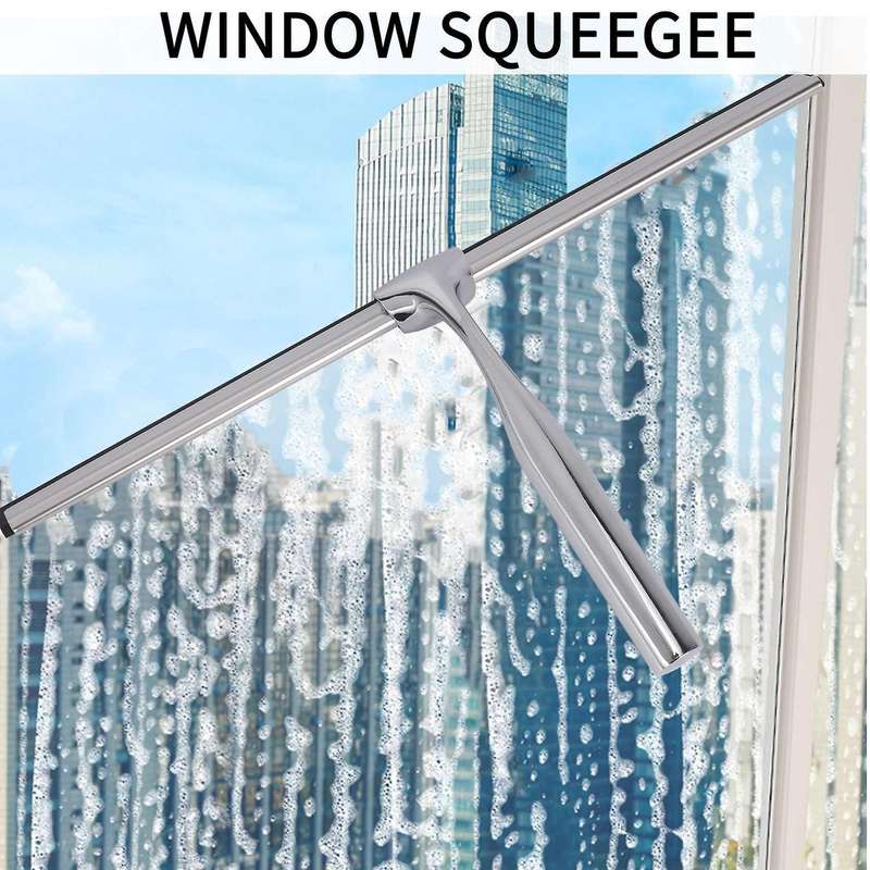 26cm Shower Squeegee Stainless Steel Premium Window Squeegee with Wall Hanger for Shower Doors, Bat