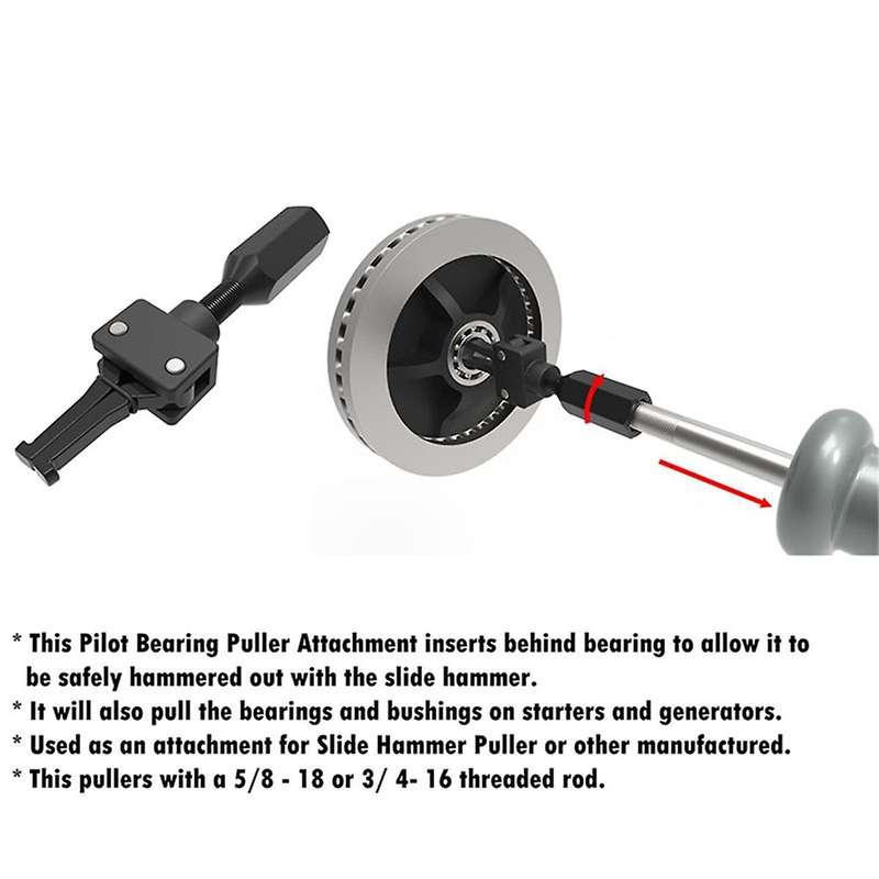 27059 Pilot Bearing Puller for Slide Hammer,2-Jaw Puller Pilot Bearing Removal Tool,for 5/8 X 18,3/4