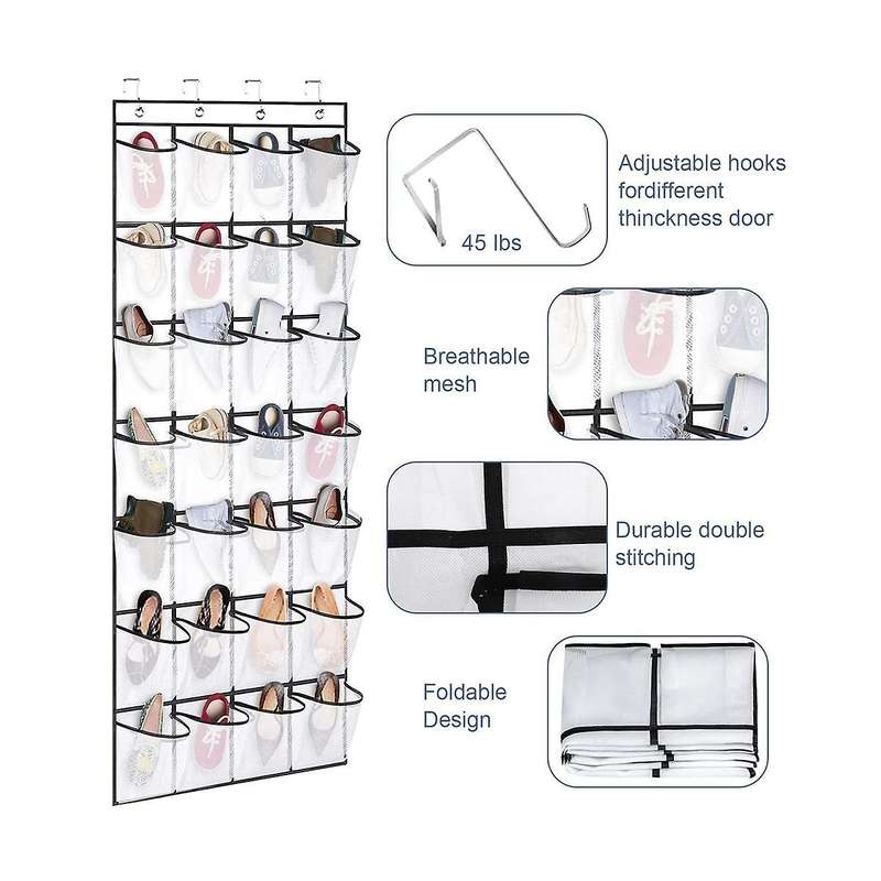 28 Pockets Over The Door Shoe Organizers for Closet Shoes Hanger Organizers Storage Holder for Back
