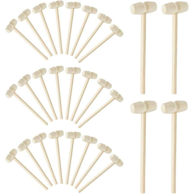 28 Pcs Wooden Mini Hammers, Wood Mallets for Kids, Wooden Hammer for Chocolate Craft Jewelry Making