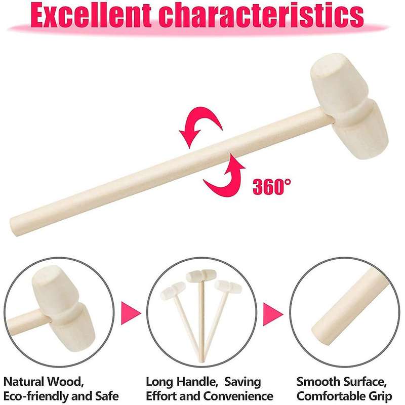 28 Pcs Wooden Mini Hammers, Wood Mallets for Kids, Wooden Hammer for Chocolate Craft Jewelry Making