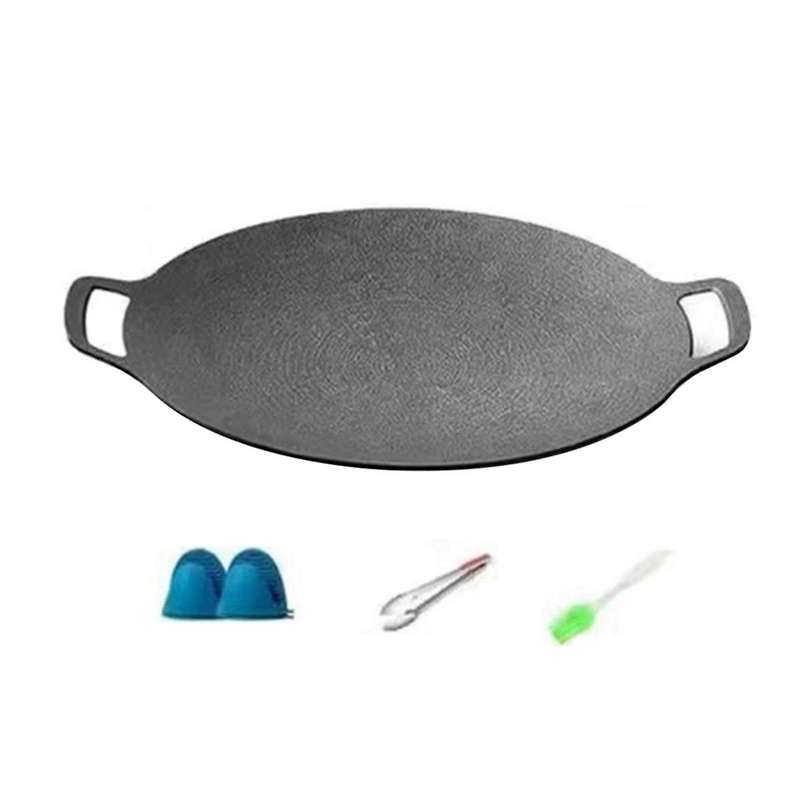 28cm Outdoor Camping Grill Plate Non-Stick Korean Barbecue Plate Barbecue Meat Pot Flat