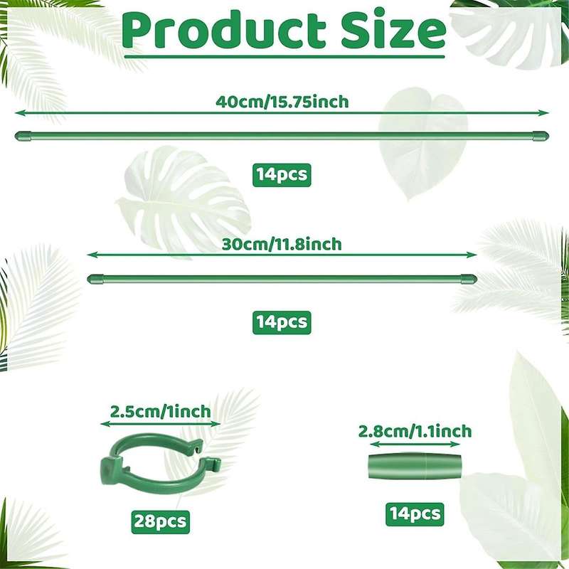 28Pcs Plant Stakes Adjustable Plant Support Sticks,Plant Support Stakes with 28 Rings and 14Connect