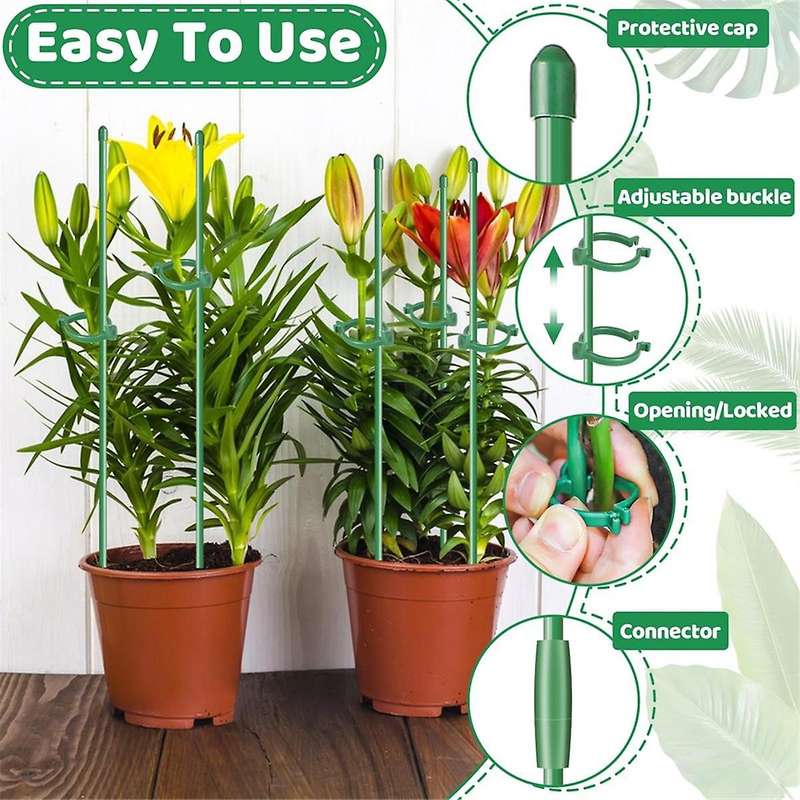 28Pcs Plant Stakes Adjustable Plant Support Sticks,Plant Support Stakes with 28 Rings and 14Connect