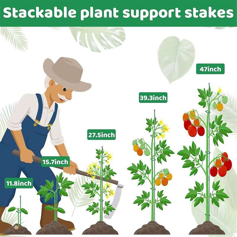 28Pcs Plant Stakes Adjustable Plant Support Sticks,Plant Support Stakes with 28 Rings and 14Connect