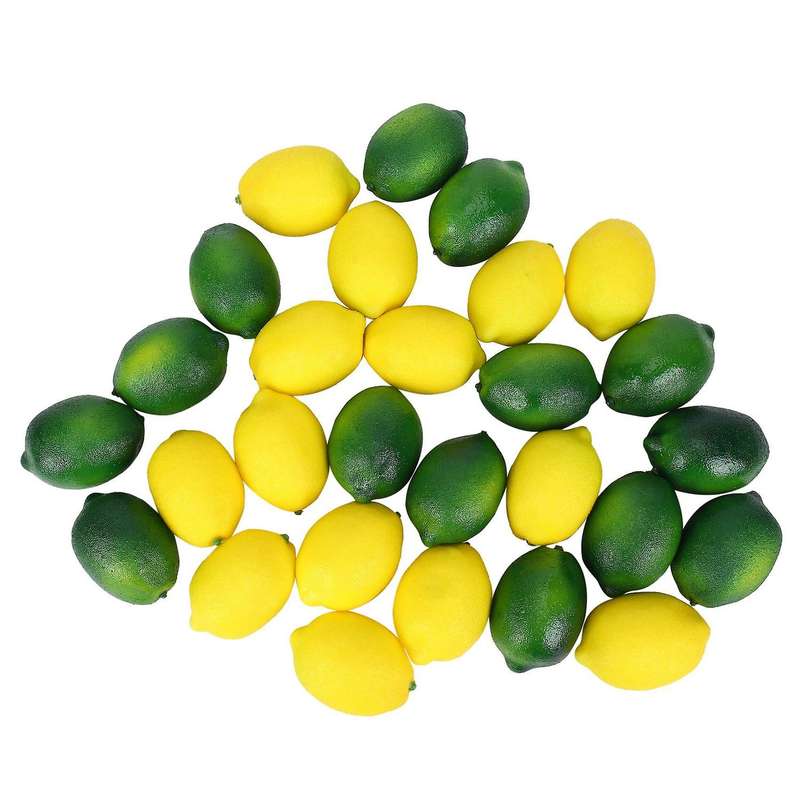 28Pcs/Set Artificial Lemons and Limes Fruits Decorative Faux Citrus Fruits Artificial Decorations f