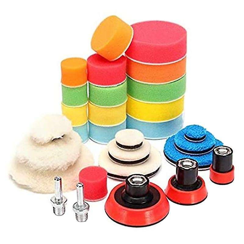 29Pcs Waxing Sponge Polishing Pad Wool Backing Plate Car Polishing Tool Set for Polisher Polishing M