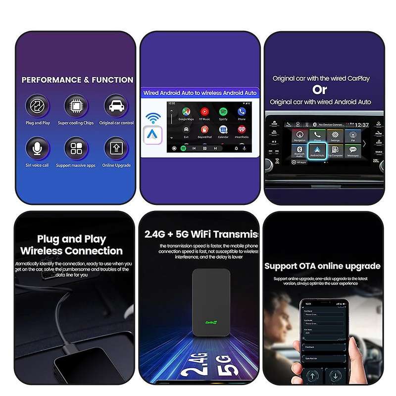 2air Carplay Wireless Android Auto Wireless Mini Adapter Plug Play for For