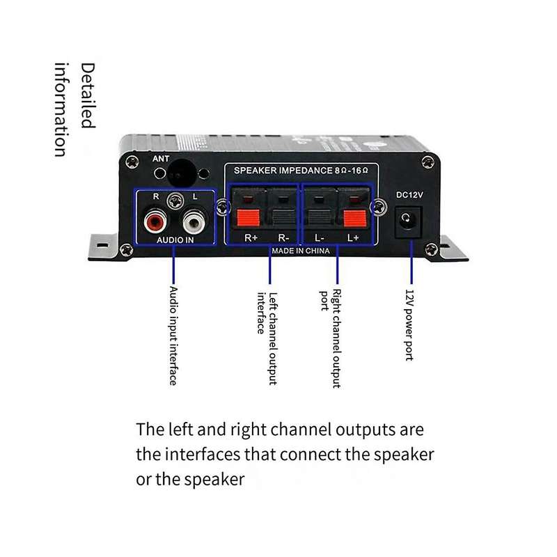 2-channel 30w Car Digital Power Bluetooth Audio Amplifier 12v Hifi Stereo Mini Home Audio Amplifier