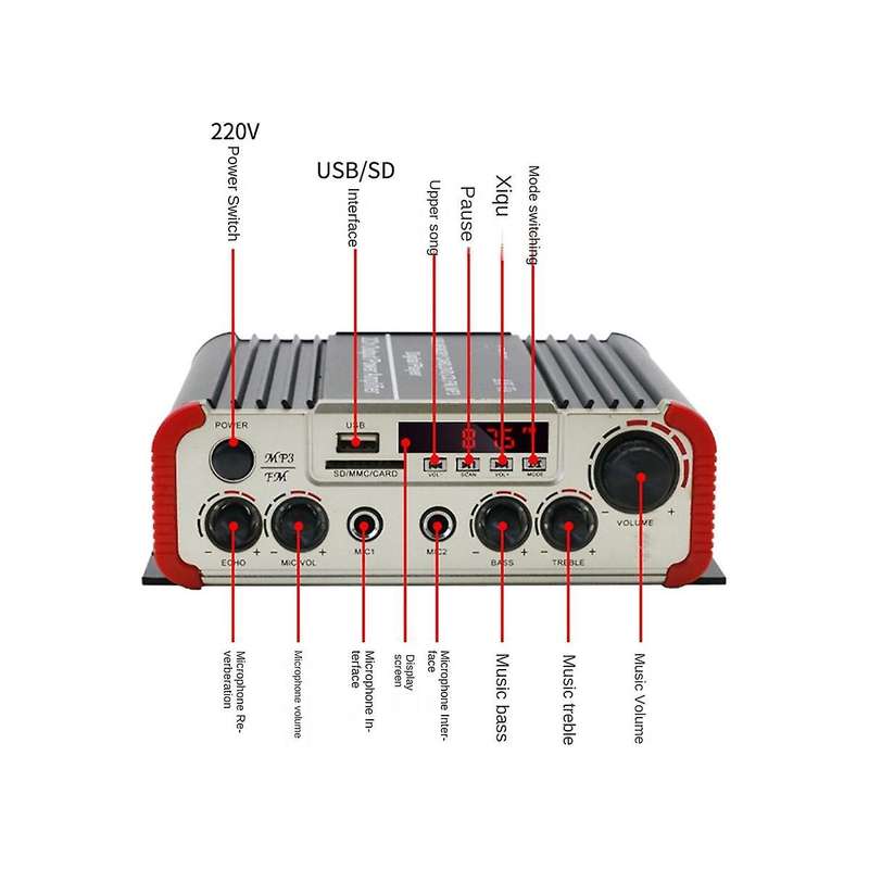 2-channel 80w High Power Car Bluetooth Audio Power Amplifier Stereo Digital Audio Receiver for Car A
