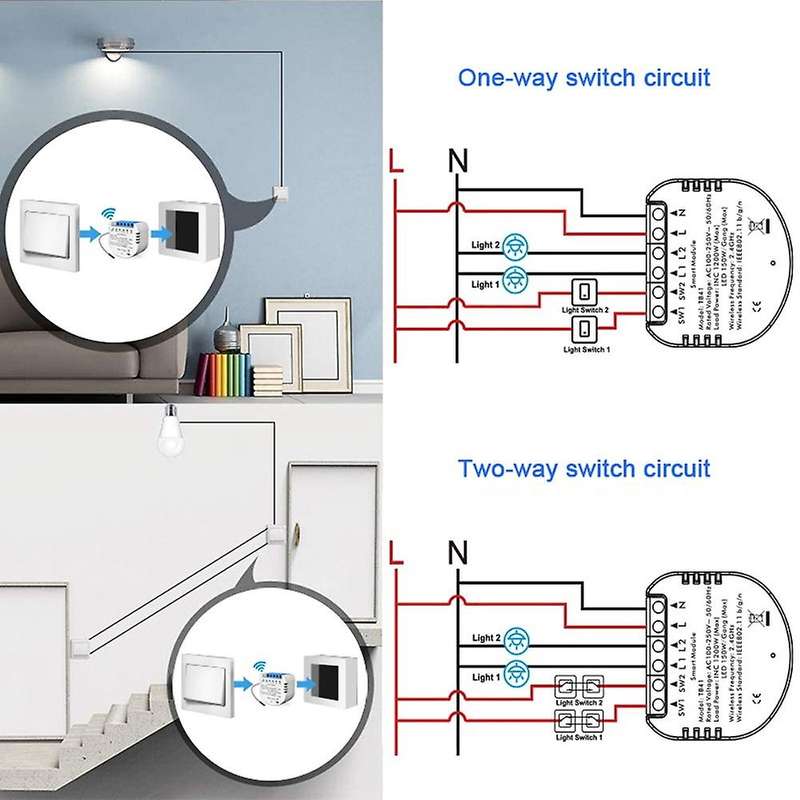 2CH WiFi/Tuya Smart Life Control Switch Breaker Smart Home Appliance Switch Traditional Switch Turn