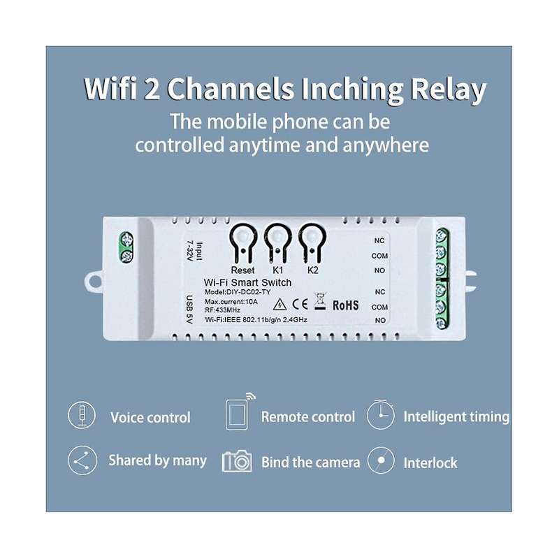 2ch Tuya Wifi Smart Switch Diy Timer+remote 85-265v Usb 5v 2.4g Wifi Smartlife Home Automation Modu