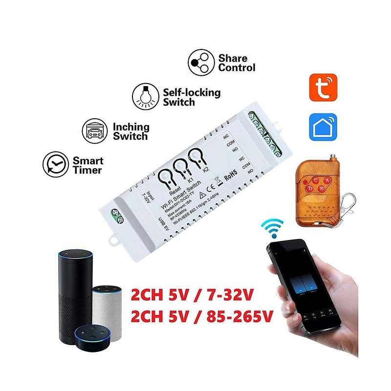 2ch Tuya Wifi Smart Switch Diy Timer+remote 85-265v Usb 5v 2.4g Wifi Smartlife Home Automation Modu