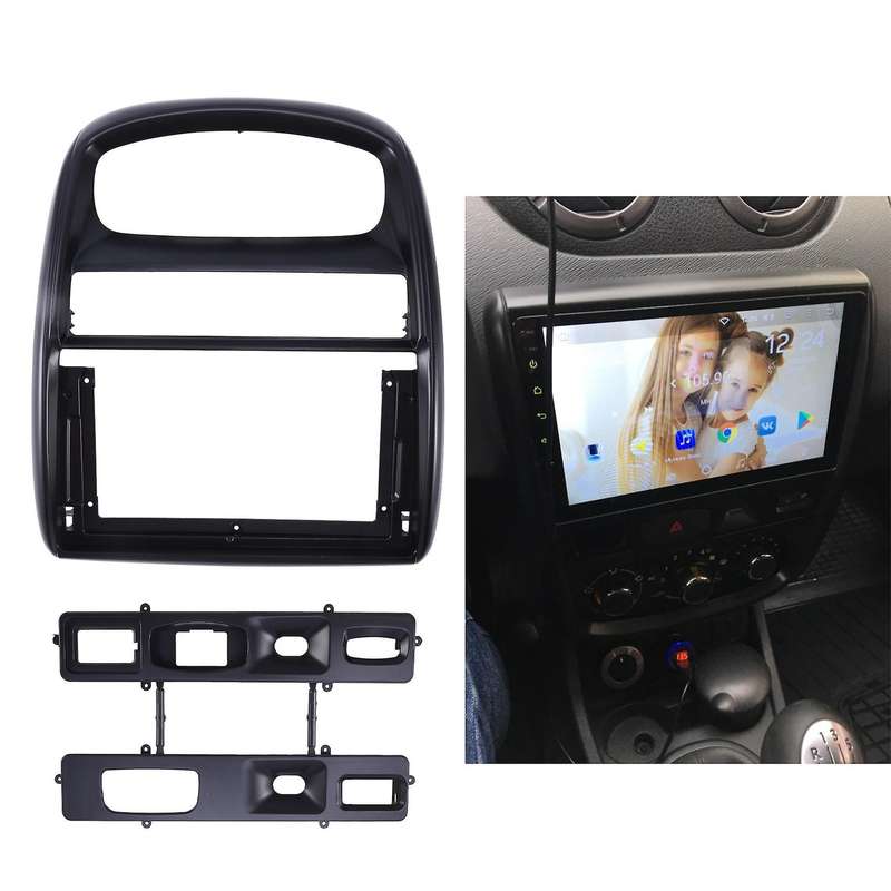 2Din Car DVD Frame Audio Fitting Adaptor Dash Trim Kits Fascia Panel 9 Inch for Duster 2010-2014