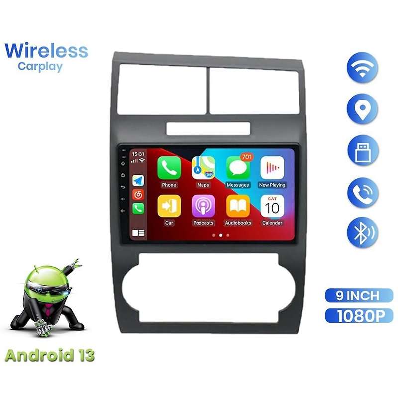 2G+32G Android 13 9 Inch Car Stereo Carplay Android Auto for Charger Magnum 2005-2007, Bluetooth FM
