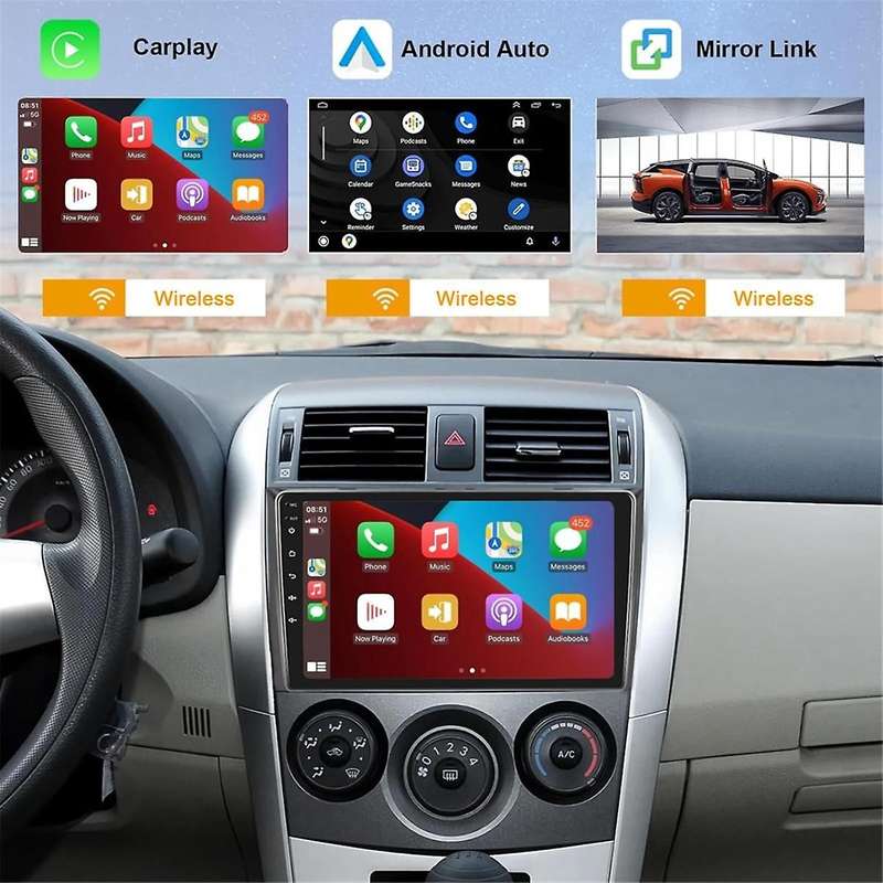2G+64G Android Car Stereo for 2009-2013 Wireless Carplay Android Auto, 9in Car Radio GPS WiFi Rear