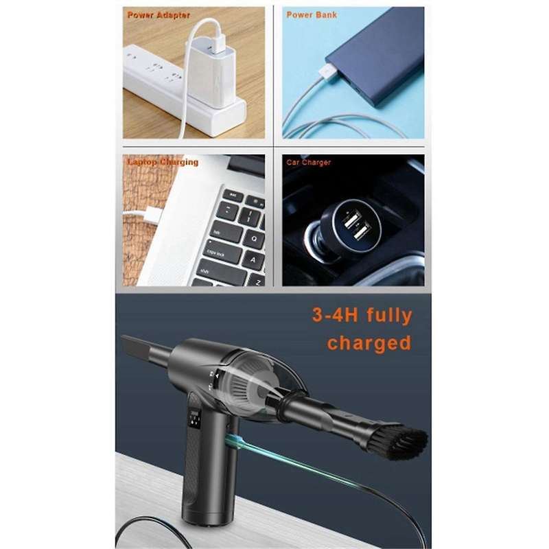 2-In-1 Air Blower & Vacuum Cleaner Cordless Duster Blower Powerful Suction Portable for Car Compute