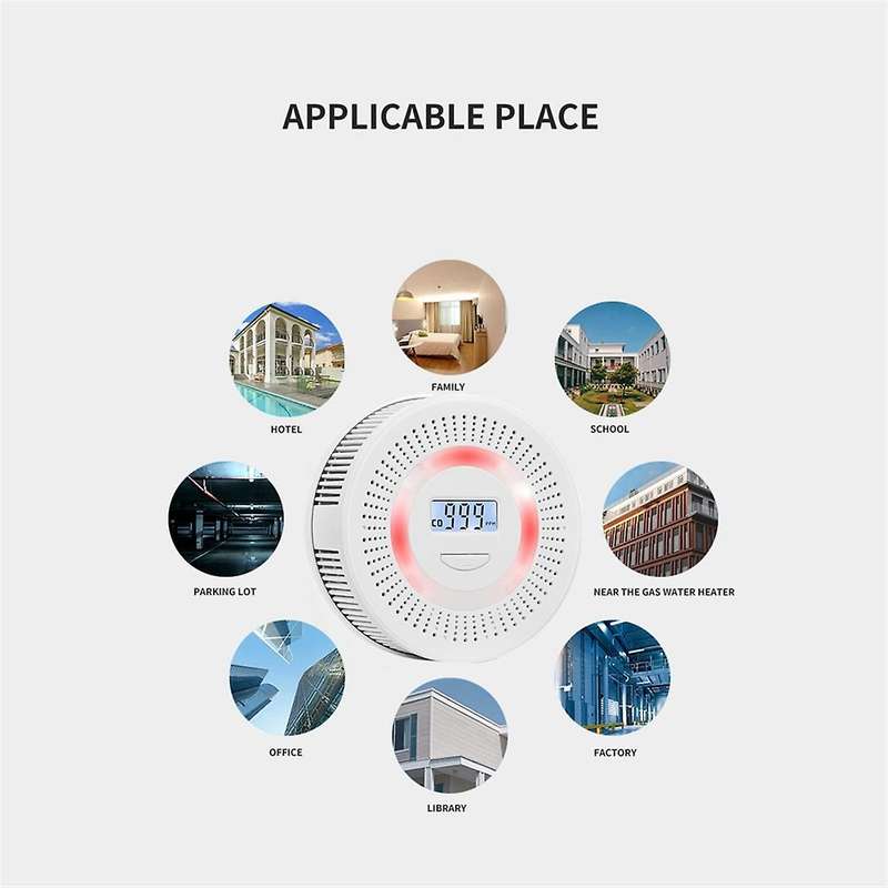 2-in-1 CO Carbon Monoxide Alarm & Smoke Detector Sensor Security Protection Sound Alarm Gas for Home