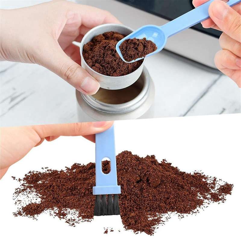 2-in-1 Coffee Grinder Brush, 8pcs Espresso Grinder Brush with Spoon, Portable Coffee Bean Grinder C