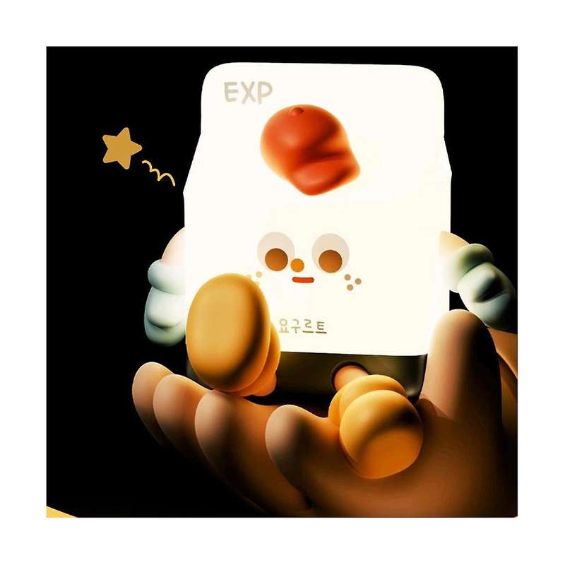2-in-1 Milk Carton Night Light Decor Bedside Light Mobile Phone Holder Rechargeable Touch Dimmable 5