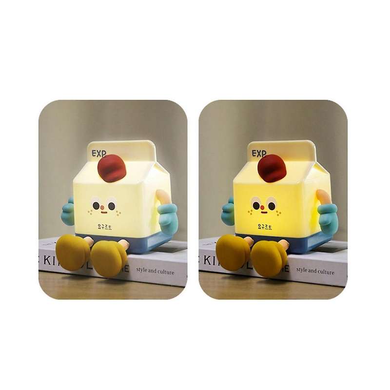 2-in-1 Milk Carton Night Light Decor Bedside Light Mobile Phone Holder Rechargeable Touch Dimmable 5