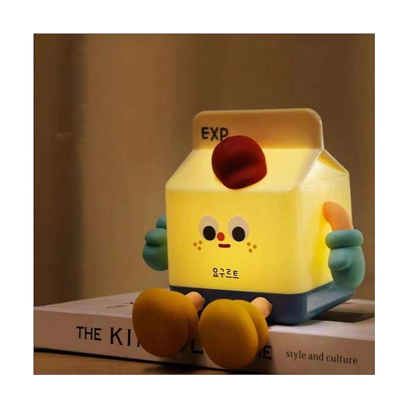 2-in-1 Milk Carton Night Light Decor Bedside Light Mobile Phone Holder Rechargeable Touch Dimmable 5
