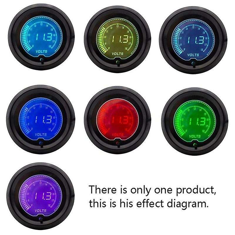 2inch 52mm Car Digital Volt Gauge Voltage Meter 8-18V LCD 7 Color Boat Voltmeter
