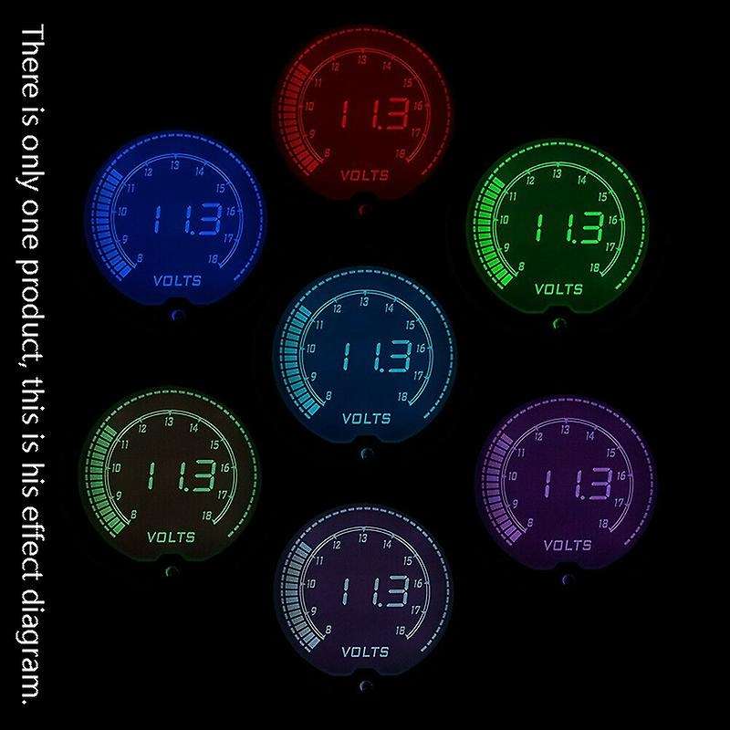 2inch 52mm Car Digital Volt Gauge Voltage Meter 8-18V LCD 7 Color Boat Voltmeter