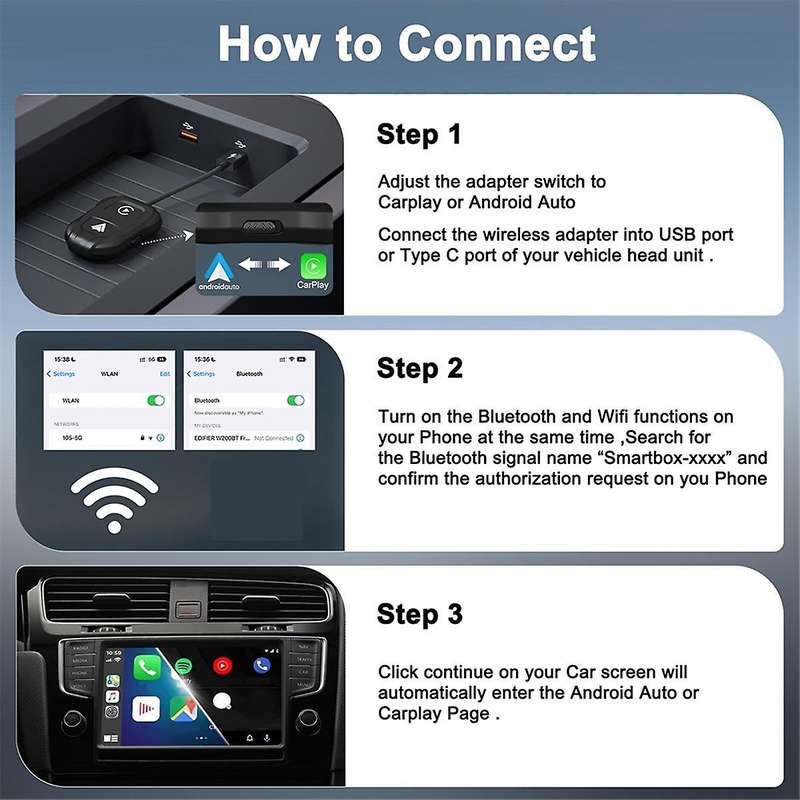 2-in-1 Wireless Carplay & Android Auto Wireless Adapter,wireless Carplay Dongle for Wired Carplay &