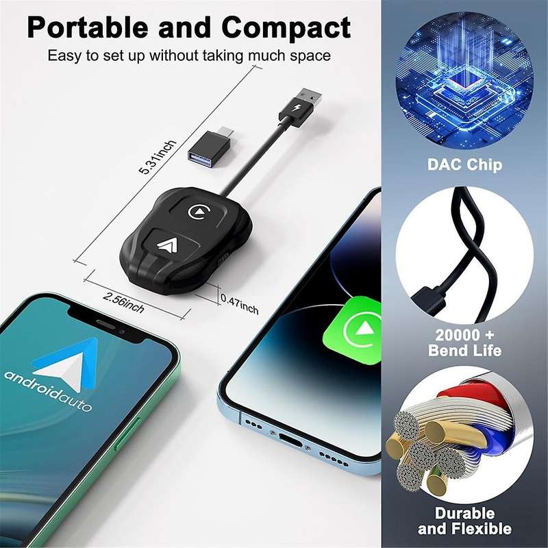 2-in-1 Wireless Carplay & Android Auto Wireless Adapter,wireless Carplay Dongle for Wired Carplay &