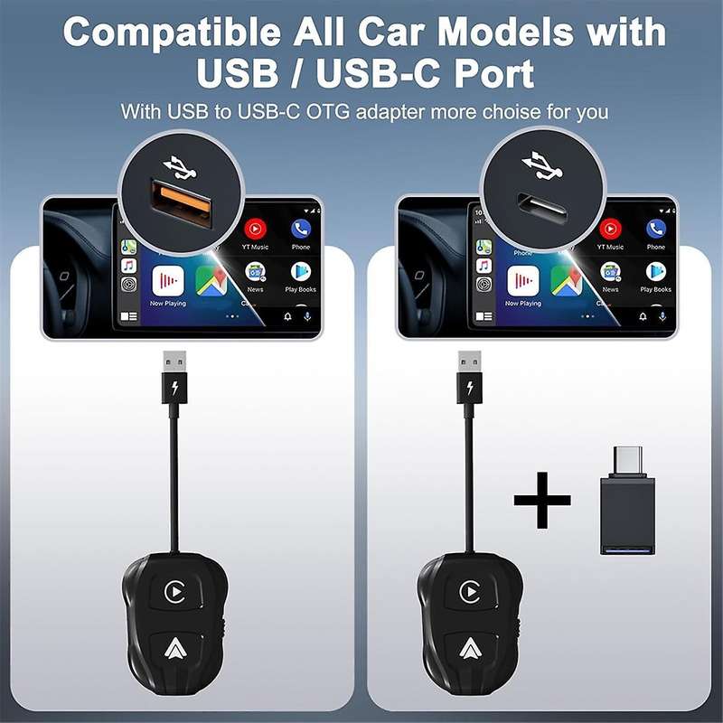 2-in-1 Wireless Carplay & Android Auto Wireless Adapter,wireless Carplay Dongle for Wired Carplay &