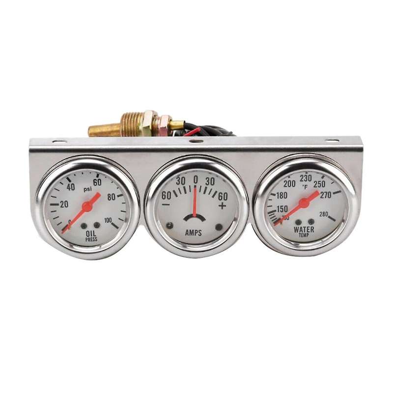 2inch 52mm Universal 12v Dc Car Triple Gauge Kit Psi Oil Pressure Gauge Fahrenheit Water Temp Gauge